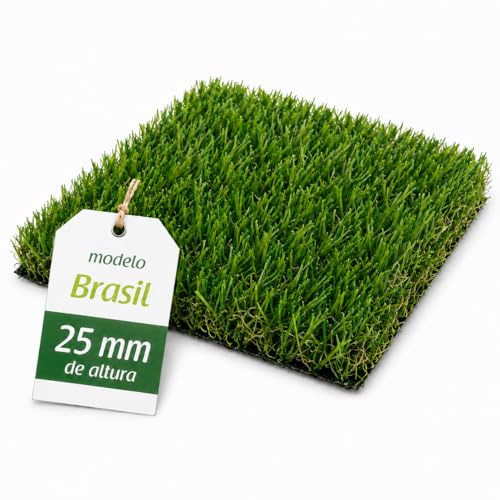 Flonatur Césped Artificial Premium 25mm, Rollo de 2x5 Metros, Modelo Brasil, 13.650 Puntadas, 5.900Dtex. Máximo Realismo, Alta Densidad, Ideal para Exteriores, Piscinas, Terrazas y Jardín