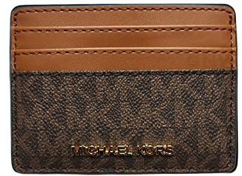 Michael Kors Jet Set Travel Large Card Case Holder MK Print Saffiano Leather (Brown)