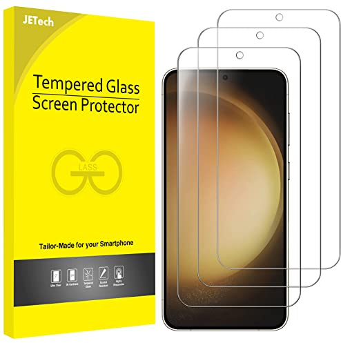 JETech Verre Trempé pour Samsung Galaxy S23 5G 6,1 Pouces, Compatible ID d'Empreinte Digitale, Film Protection d'Écran, HD Transparent, 3 Pièces