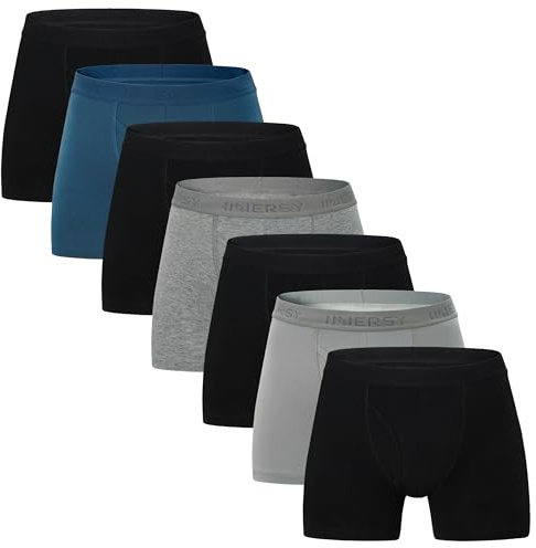 INNERSY Mens Boxer Shorts Soft Cotton Underwear Trunks with Fly Multipack 7 | Weekly Boxers Briefs, Breathable Hipster Pants, Running/Hiking/Jogging/Gym/Daily Wear, All Seasons, Holiday Gift, Tag-free
