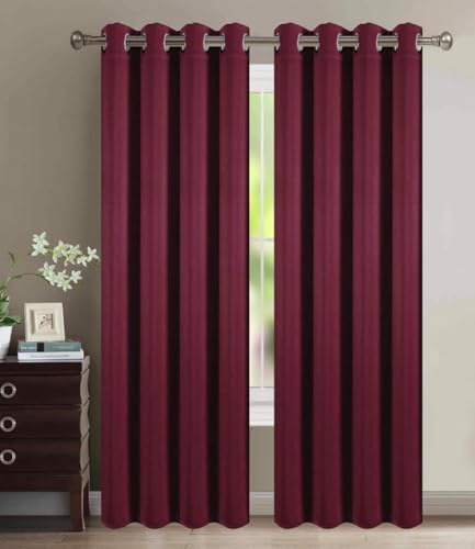 HOMEROKK Lot de 2 Rideaux Occultants 100% Polyester (Bordeaux, 140 X 240 cm)