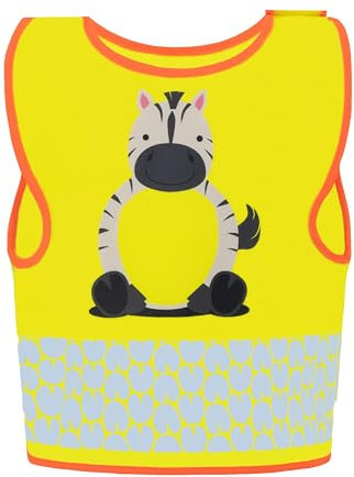 Korntex Kinder Warnweste Funtastic Wildlife - CO2 Neutral - Signal-Gelb Zebra - XS