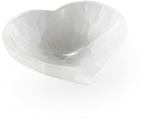 NKlaus Ciotola a cuore in selenite naturale 10x11cm Ciotola in pietra preziosa Decorazione in cristallo di quarzo 15595