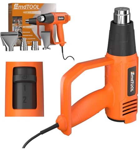 Heat Gun 2000W, AUTOFU Professional Hot Air Gun Kit Dual Temperature Settings 300℃/600℃ and Overload Protection, Heavy Duty Heat Gun for Crafts, Shrink, Wrapping, Paint Removing (4 Type Nozzles)