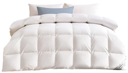Piumino Queen Size - 86x95 Pollici Piumino per Tutte Le Stagioni con Imbottitura in Piuma e Fodera in Cotone 100% - Piumino con Inserto in Piumino 900 Fill Power Piumino Ultra Morbido