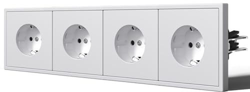 BSEED Enchufe de Pared con Garfio,Mate Enchufes Empotrable Estándar,Seguridad Infantil,Fácil Instalación,C-Series,4 Enchufes,290mm Blanco