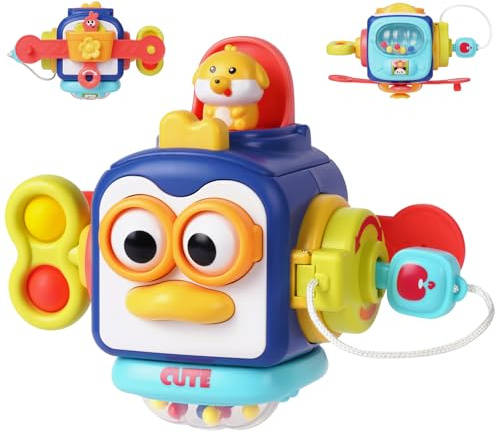 Ainiv Jouet Bebe 1 an, Cube de Motricité pour Bébé à Partir de 1 an, Montessori Sensoriel Jouet pour Enfants de 1 à 3 an, Jouets de Voyage pour de 1 à 3 Ans, Jeux Bebe Cadeaux 12 Mois et Plus