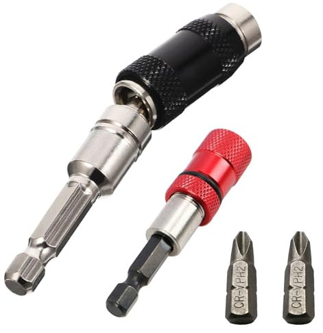 2Pcs Portapuntas Magnético de Cambio Rápido,Porta Puntas Atornillador Imantadas de 1/4 Vástago Hexagonal+Portapuntas Magnético Giratorio con 2Bit PH2,KEPKKU Portapuntas de Taladro Soporte para Brocas
