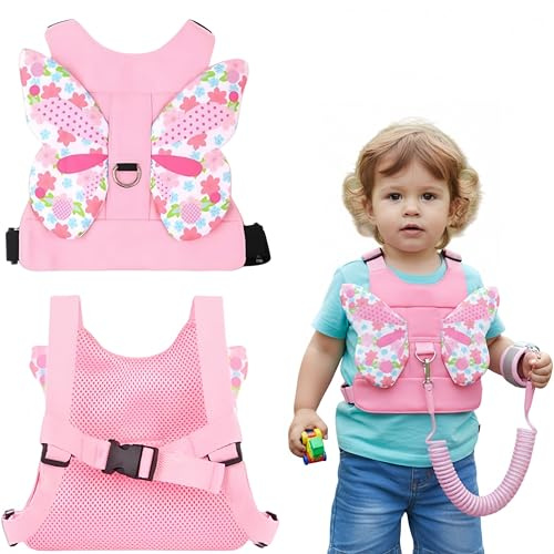 SDXCJY Baby Reins,Baby Walking Harness Toddler Reins,Toddler Reins, Butterfly Wings Toddler Walking Harness,Safety Toddler Harness, Adjustable Safety Child Reins for Toddlers Girls 1-3 Years (Pink)