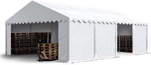 TOOLPORT Carpa almacén 5x8 m PVC 700 N Impermeable Blanco Carpa de Almacenamiento