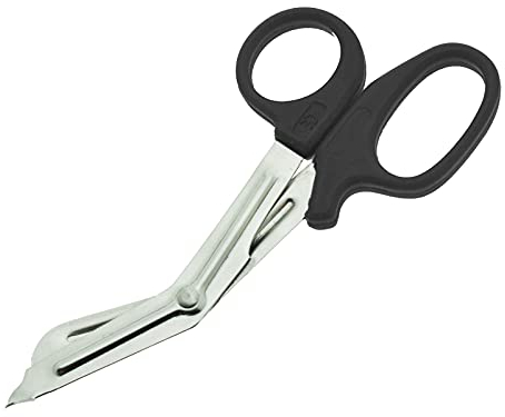 YNR Medical Scissors – Stainless Steel First Aid Scissors, Curved Paramedic with Serrated Blade, Trauma & Nurse Scissor for EMT, EMS, Vets, Nursing Use | (Black) 5.5 Inches