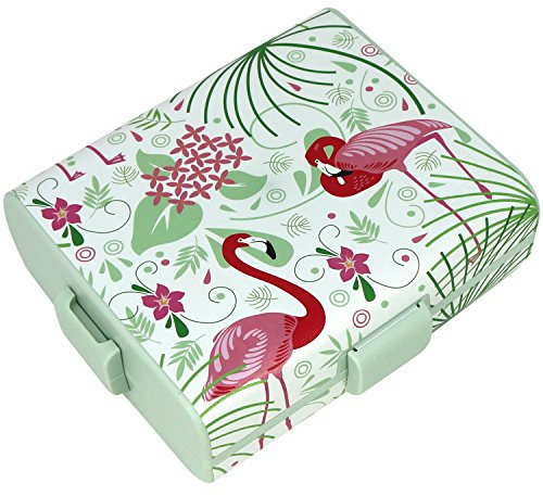 com-four® Brotdose Flamingo für unterwegs - Lunchbox mit Trennwänden - Frühstücksbox 19,5 x 17,5 x 6,5 cm (01 Stück - Flamingo)