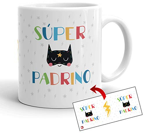 Kembilove Tazas de Cafe Originales – Taza Personalizada Súper Padrino – Tazas cumpleaños – Regalos Originales para cuñados – Tazas de Navidad Familia