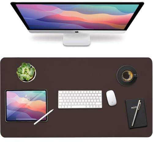 Vine Creations Schreibtischunterlage aus Leder, groß, 91,4 x 50,8 cm, Schreibtischschutzmatte, PU-Leder-Schreibtischunterlage, rutschfestes großes Mauspad, Schreibtischunterlage auf Schreibtischen,