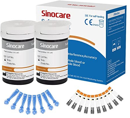 sinocare Safe AQ UG Uric Acid Test Strips 50 pcs, Only for sinocare Safe AQ UG Blood Glucose & Uric Acid Monitor