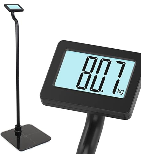 FISHTEC Pèse Personne Easy Reading Avec Ecran Rapproché Balance, Grand Écran et Lecture en Hauteur, Ultra Plate, Grands Chiffres, Rétro-Éclairé Charge Maximum de 180 Kg, Noir