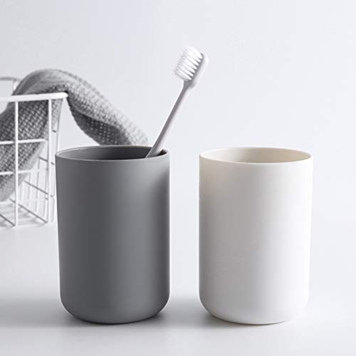 Alipis 2pcs Travel Toothbrush Tumbler Mouthwash Cups Japanese Style Home Bathroom Tooth Mug (White and Grey)