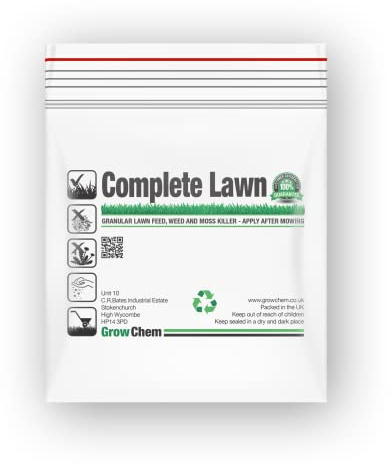 Grow Chem Complete Lawn Fertiliser (5Kg Bag) – Lawn Feed, Weed & Moss Killer - (Treats 156m Sq) - Stronger Turf & Greener Grass - All in One Lawn Treatment with Iron, Dicamba & Mecoprop-P