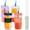 Verre Bubble Tea Cup 730 ML Lot de 4, Gobelet Bubble Tea avec Paille et Couvercle, Bocaux Mason Jar Réutilisables pour Boba Smoothie, Milkshake, Jus, Café Glacé