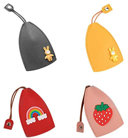 NINVVS 4Pcs Cute Creative Pull-Out Key Case, Cartoon PU Leather Key Case, Car Key Case, Large-Capacity Car Keychain For Storing Keys, Unisex, Yellow, CLYSB