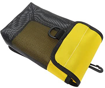 Amagogo Aufbewahrungstasche für Tauchausrüstung, Netztasche, tragbar, leicht, Nylon-Tragetasche mit Drehclip, Tauchtasche für Freitauchen, Speerfischen, Surfen, Gelb, kleines Netz