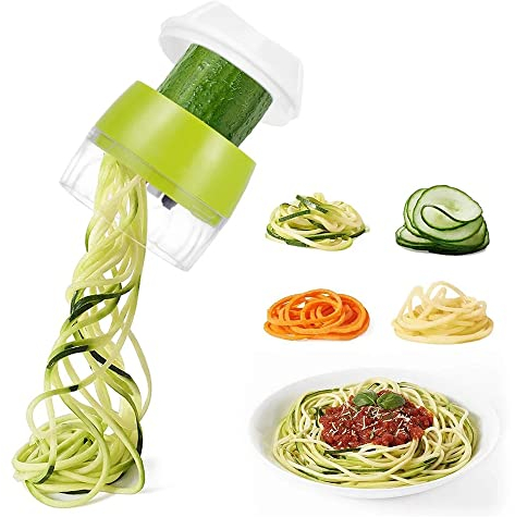 4 In 1 Zucchini Spaghetti Schneider - Spiralschneider, Kartoffel Spiralschneider, GemüSeschneider, Spiralschneider GemüSe, Spiralschneider FüR Karotte, Gurke, Kartoffel, KüRbis, Zucchini, Zwiebel