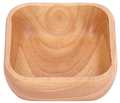 Tomotato Ensaladera de Madera, Ensaladera Cuadrada Rústica Hecha a Mano, Cuenco de Servir de Madera Natural para Ensalada, Frutas, Verduras(12.5cm)