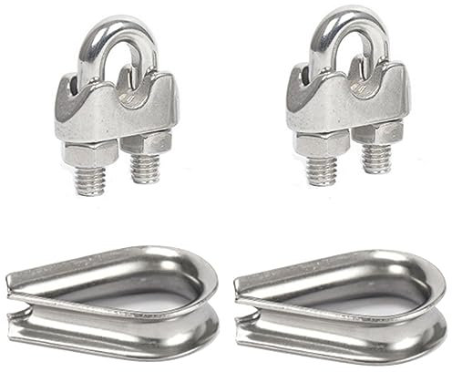 4 Pcs Wire Rope Clip M2 Stainless Steel Wire Cable Clamp Aluminum crimping collar sleeve clamp Used for household transportation in the rigging and tension steel wire rope industry