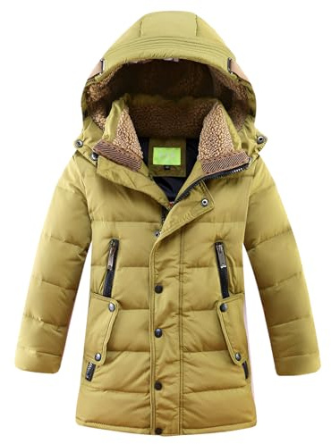 amropi Garçons Manteau d’Hiver Veste en Duvet à Capuche Chaud Parka Blouson pour 5-12 Ans