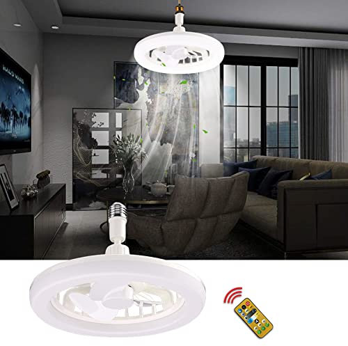 SOYDAN E27 Ceiling Fan with Lights, Hidden Electric Fan Delier Gimbal Lamp Holder, Dimmable Led Lights, Energy-Saving Fan Light, Remote Control Fan Light for Bedroom/2303