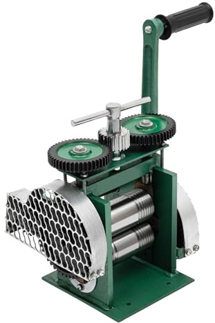 120mm Laminatrice Manuale per Gioielli, da con Rulli 3 in 1 per Pressione Lamina Filo Quadrato e Semicerchio in Ghisa Acciaio Verde per Artigiani Gioiellieri e DIY Fai Da Te