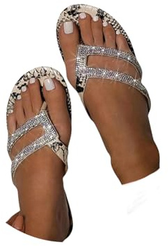 EGSDMNVSQ Tongs Femme Sandales Séparateur D'orteils Paillettes Strass Sandales Pantoufles Plage Extérieur Chaussures D'été élégant Confortable