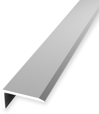 Profilo angolare per scale, 10 x 20 x 1000 mm, in alluminio, liscio, non forato, argento, altezza del bordo: 0-7,7 mm