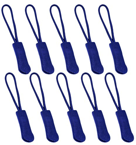 Fbshicung 10 Pcs Zipper Pull Replacemen Tab Heavy Duty Zipper Extender Cord for Bag Suitcase Jacket Luggage (Blue)