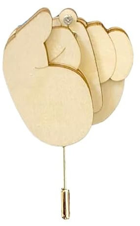 Itkcozcg Bijoux tendance, broche interactive en bois pour doigt d'honneur amusant, bijou unisexe en tissu, texture bois, broche gestuelle pour fête quotidienne, Référence couleur de l'image #, taille
