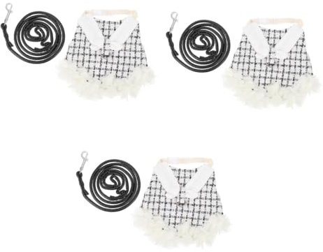 Milisten 3 Sätze Kleidung für Haustierkaninchen Ostern Hauskaninchen Kleid Hasenkleidung Hasen- hasenkostüme Bunny Costume Hasenweste Geschirr Häschen dekoratives Kleid Baumwolle Black