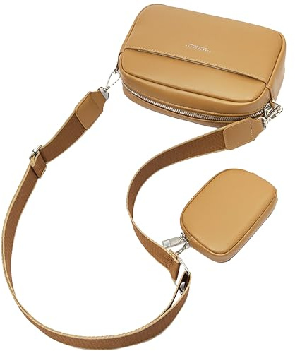 Mabecol Bolso Bandolera Mujer, Bolso Crossbody PU Pequeño con Pochette Extraíble, Diseño de Bolso Madre-Hija (Marrón-A245)