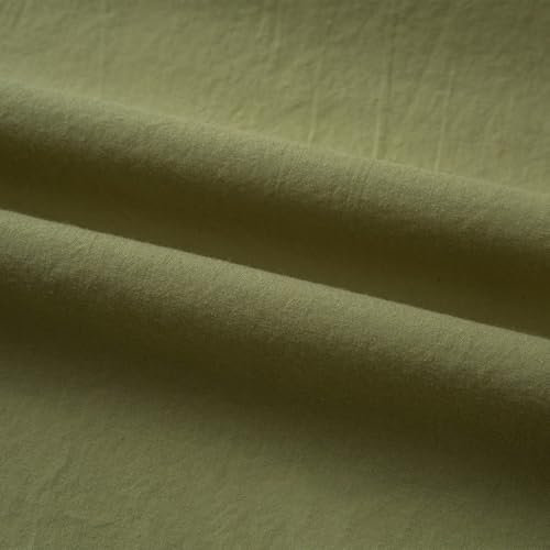 Wambere 2 Meter Reiner Baumwolle Stoff,Stoffe zum Nähen Baumwollstoff zum Nähen Dekorieren als Kleiderstoff Dekostoff Bezugsstoff für Bettwäsche und Unterwäsche Pyjamas und Hemden,Olivgrün