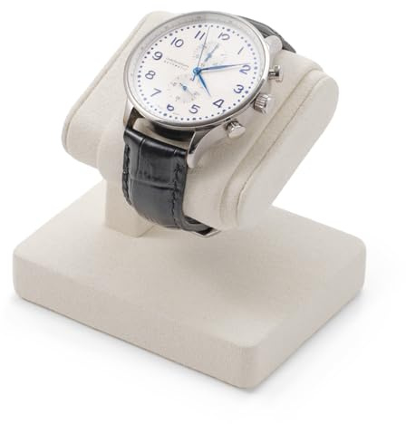Papten Supporto per orologi in velluto – Lusso singolo con morbido velluto, elegante ripiano da tavolo per orologi da donna e da uomo (beige)