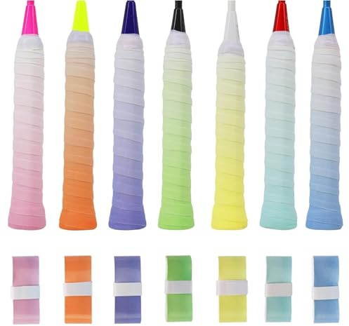 FENGCHUANG 7 Piezas Cintas de Agarre de Raqueta 1100 × 25 mm Cinta de Agarre Antideslizante Cinta de Agarre para Mango Multicolor para Raquetas de Tenis, bádminton