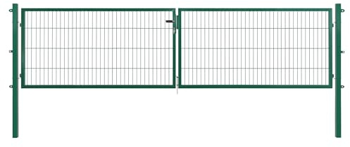 Doppeltor | extra breit, B400 x H80 cm | Grün RAL 6005 | Doppelflügeltor inkl. Torpfosten & Schließzylinder | verzinkt & pulverbeschichtet | UV- und witterungsbeständig