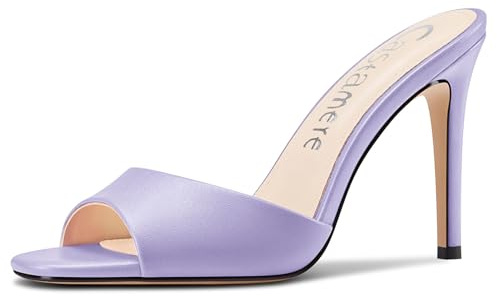 Castamere Mujer Aguja Alto High Heel Abierta Punta Mules Zapatos Sandalias Slip-on Dress Fiesta Sandalias 10 CM Heels Morado 40 EU