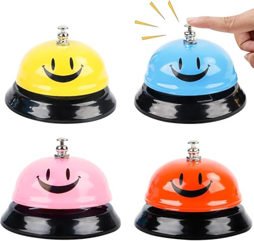 YHNDECO 4 Stück Tischglocke Tischklingel Rezeptionsklingel, Rezeptionsklingel mit Knackigem Klingeln, Klingel Tischklingel für Restaurants, Hotels, Bars,Hause, Service Haustier