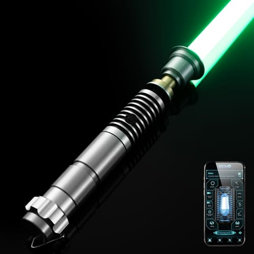 AthlChamp Upgraded APP Control Pixel Saber for Adults, Heavy Dueling Combat Saber, Heavy Metal Hilt & Thick Blade, Motion Control, 34 Sound Effects & Infinite Colour Change (Pixel-016)