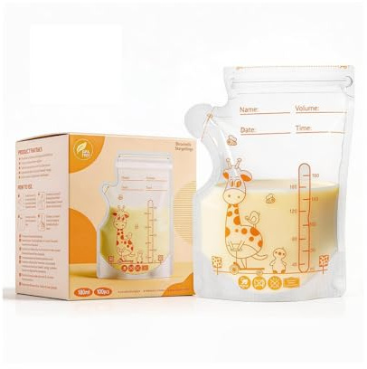 Oderra Bolsas Leche Materna Congelar 100PCS - 180ml Bolsas Almacenamiento Leche Materna con Sellado Doble, Preesterilizadas, Compatibles con Refrigeradores y Congeladores