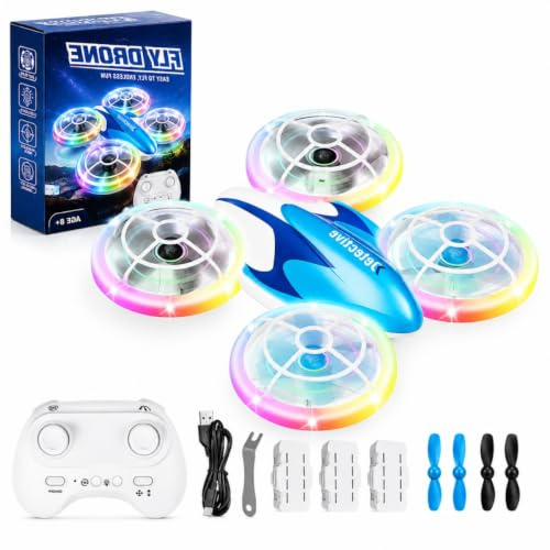 Skeufy Dron para Niños, Mini Drones para Niños con LED y 360°, Juguete de Cuadricóptero para Niñas