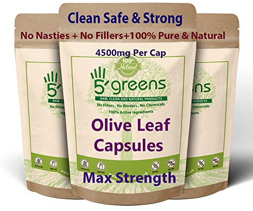 Olive Leaf Extract (Non-GMO) Super Strength: 40% Oleuropein - 450mg 10:1 Strength Equivalent to 4500mg per Capsule - Vegetarian - No Oil -120 Capsules