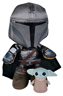 Simba 6315875806 - Mandalorian 25cm und Grogu 7cm, Plüschfigur, ab den ersten Lebensmonaten geeignet, Kuscheltier, Baby Yoda