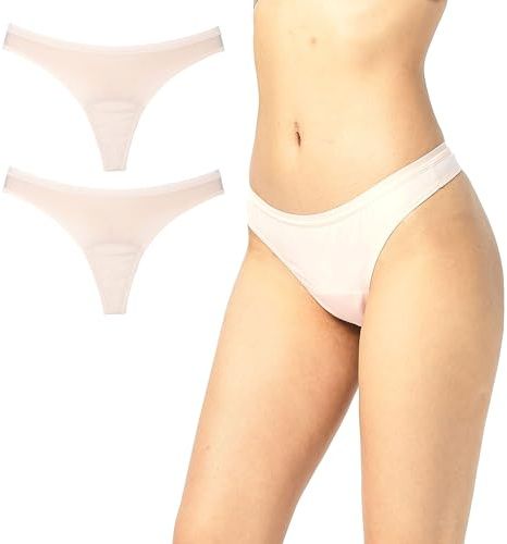 Shero Thong Period, Maternity, Postpartum Panties, Leakproof, Odor & Moisture Control Underwear for Women & Teens (US, Alpha, X-Small, Regular, Regular, 2 Pack Pale Pink)