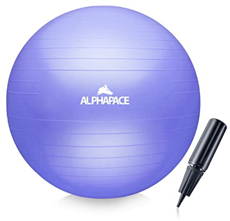 ALPHAPACE Palla da ginnastica spessa anti-Burst con pompa ad aria, per fitness, yoga, ginnastica e core, per la schiena forte come sedia da ufficio